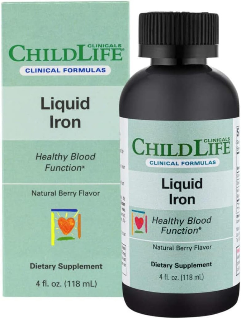 Liquid Iron-Iron Liquid Kehidupan Anak-Anak, Mendukung Fungsi Darah Sehat, All- Natural, Gluten- Bebas, Besi Drops untuk Bayi - Natural Berry Flavor, 4 Fl Oz Bottle