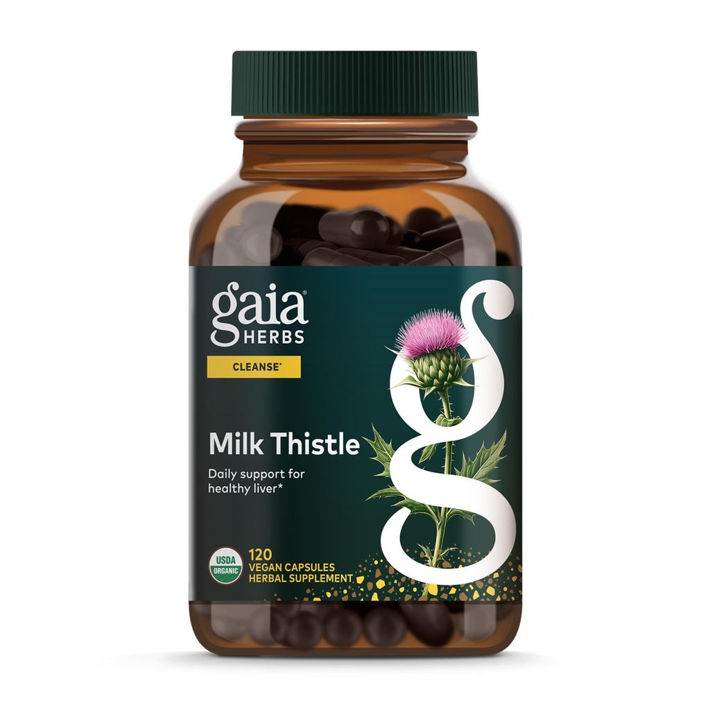 Gaia Herbs Milk Thistle - Liver Supplement & Cleanse Support untuk Mempertahankan Fungsi Hati Sehat * - 120 Vegan Capsules (Persediaan 40 Hari)