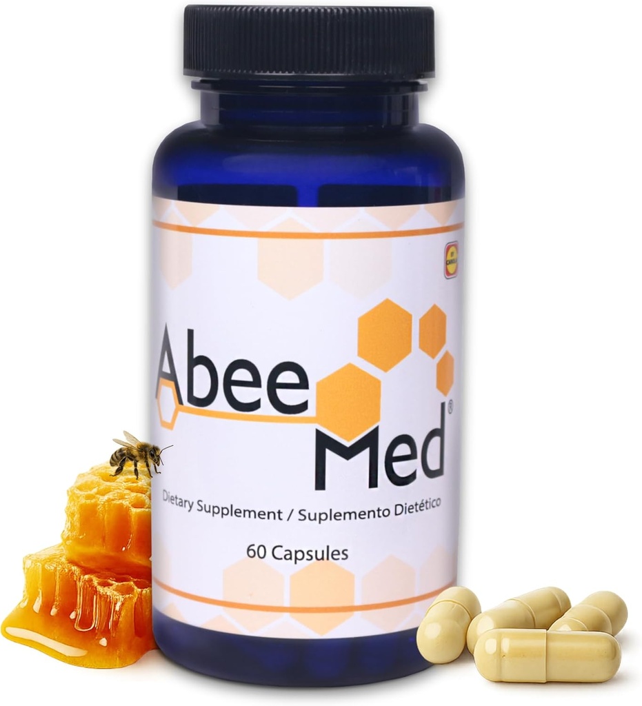 AbeeMed Bee Venom Capsules - Suplemen Apitoxin Natural w / Manuka Honey - Inflammation & Mobility Support, Joint & Muscle Discomfort - Dups Spoins, Bruises and Strains - 60 Count (30 Servings)