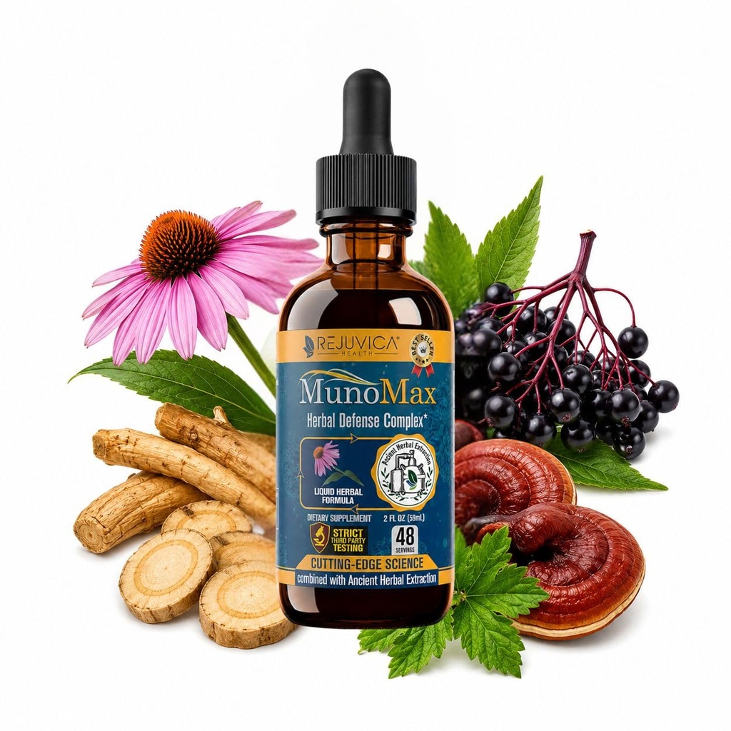 MunoMax - Advanced Ammune Supplemen - Liquid Deliquid for Better Absorpsi - Echinacea, Astragalus, Reishi, Goldenseal, Elderberry & More!