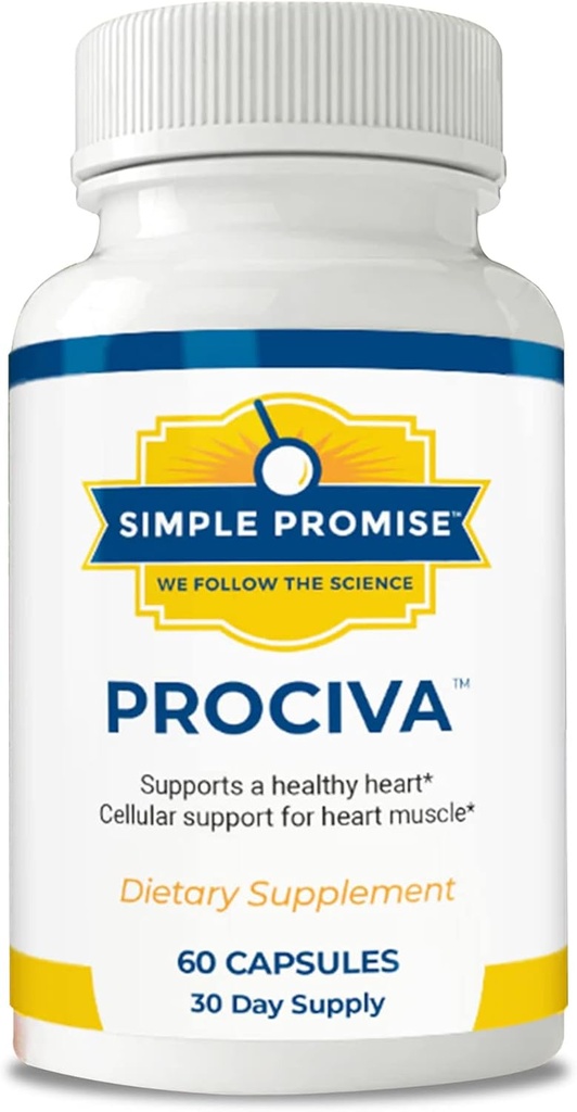 Simple Promise Prociva - Arjuna Extract Heart Health Suplement with Folic Acid, Vitamin D & Magnesium - Herbal Blood Sumpation & Healthy Heart Maintenance for Men & Women - 60 Capsules