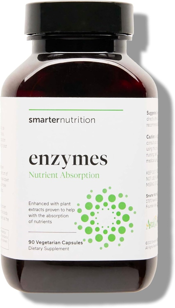 Smarter Nutrition Vegan Digetical Enzymes - Disquestion Bloating & Gut Health Support with 16 Multi Enzymes for Nutrient Time Comfort for Both Men & Women & Women