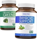 Super Greens & Thyroid Dukung (3- Month Suply) Bundle Vitalitas Organik Super Greens Powder - Lengkap Superfood (180 Capsules) & Thyroid Dukungan untuk Pria dan Perempuan (Non-GMO) (180 Capsules)