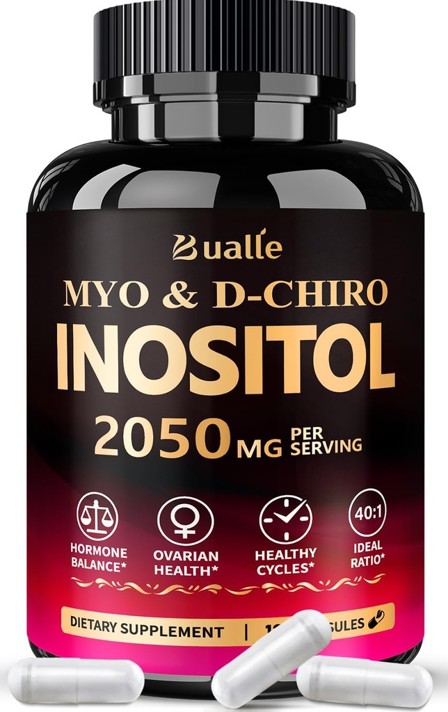 Bualle Myo- Inositol & D- Chiro Inositol Suplemen (40: 1) Campur ke Dukungan Keseimbangan Hormone untuk Perempuan