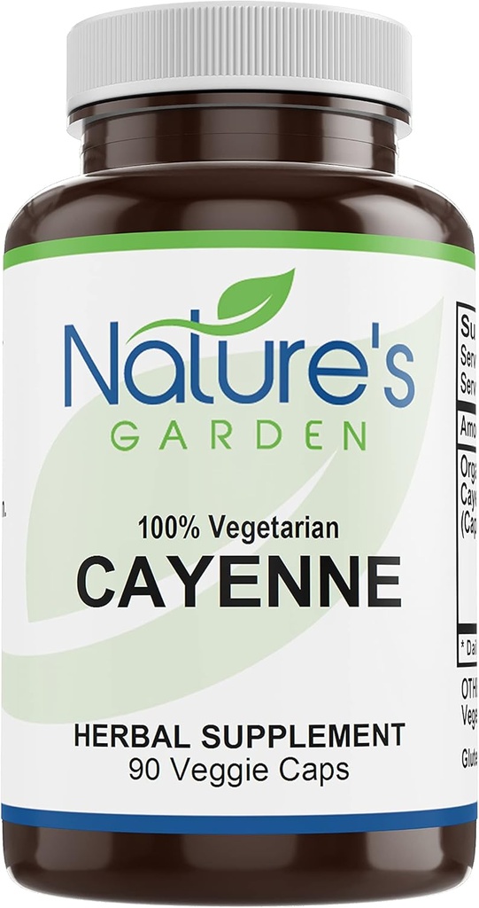 NATURE 'S GARDEN ESSENTIALS Cayenne - 90 Veggie Caps dengan 500mg Organic Cayenne Pepper Poder