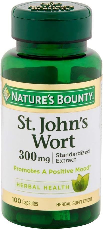 Nature 's Bounty St. John' s Corls and Herbal Health Supplement, Promotes a Positive Mood, 300 mg Kapsul, 100 Count, Paket 2