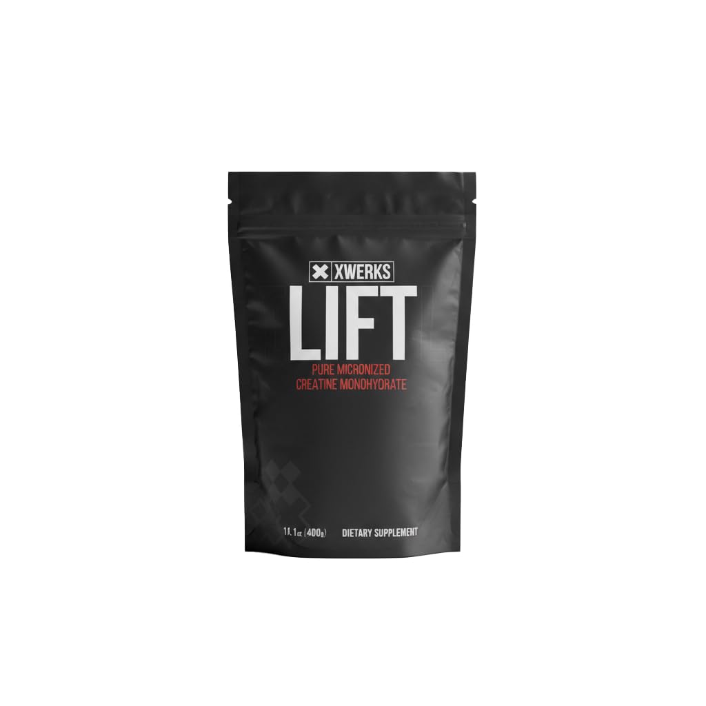 Xwerks Lift Micronized Creatine Monohydrate Powder, Unflashing, 80 Servings, 100% Pure Natural 5000mg Creatine Formula, Envery Soluble Mass Gainer Suplemen, Press Workdout for Muscle Growth Recovery