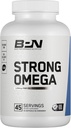 BAE PERFORMUCE NUTRITISI, BPN Strong Omega Fish Oil Soft Geel, 1290mg Fish Oil per Capsule, Wild Caught Fish, Sustable Diberi, IFOS Certifikasi