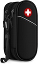 SITHON Double- Layer Epipen Carrying Case, Travel Organization Organizer Emergency Pouch Holds 2 EpiPens, Astma Inhaler, Anti- Histamine, Auvi- Q, Allergy Medicine Estials (Hitam)