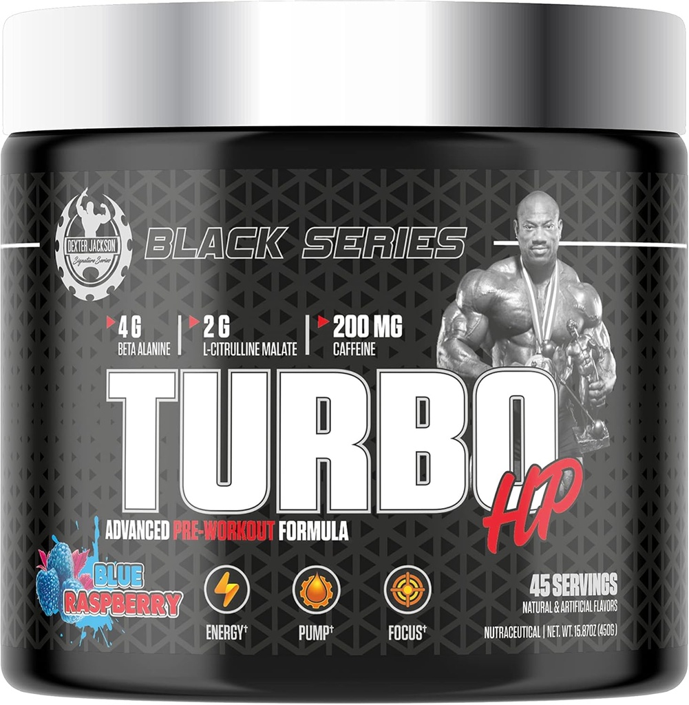 Seri Hitam Turbo HP Pre Workout 124; Flavured, Advanced Formula 124; Boost Energy and Performance 124; 45 Servings, 450 Gram (Reguler, Blue Raspberry)