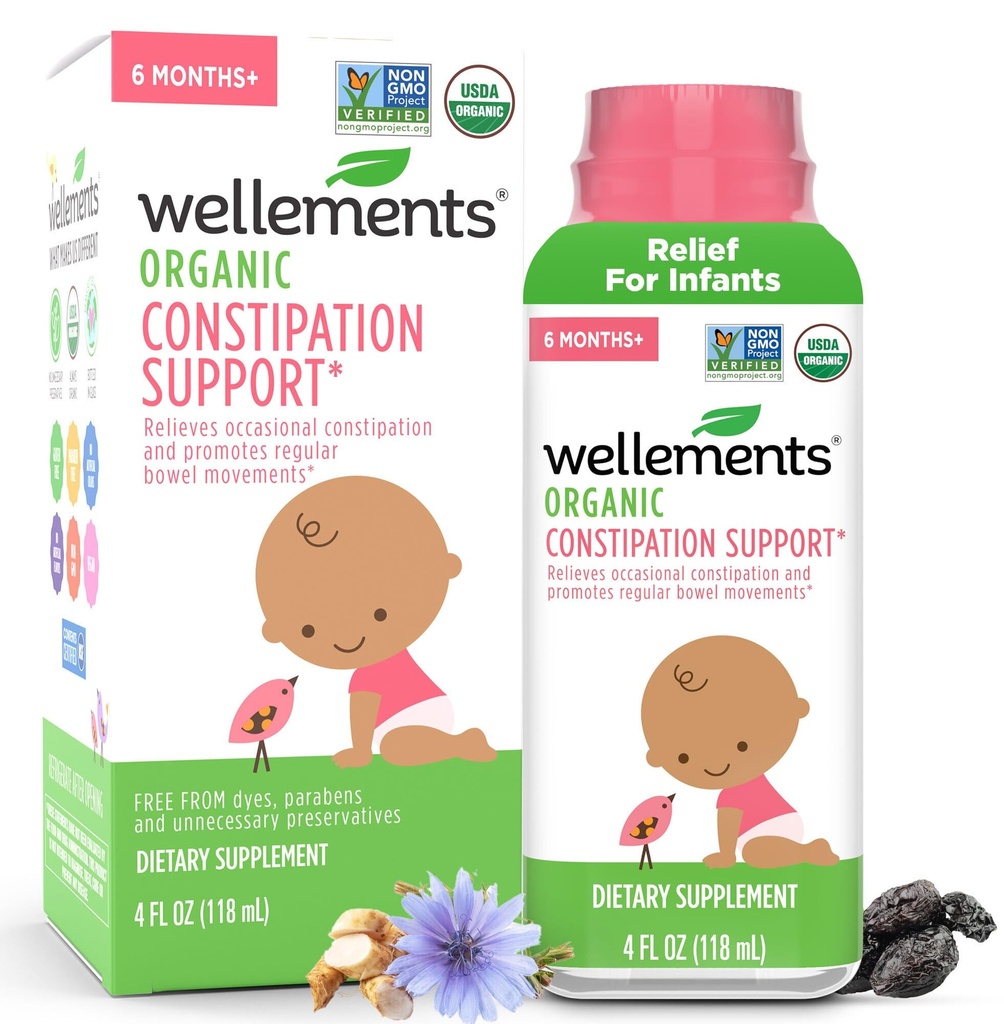 Dukungan Sembelit Organik untuk 6 Bulan + Bayi & Toddlers (4 Fl Oz) yaitu 124; USDA Disertifikasi & Gentle Constipation Relief * untuk Bayi tanpa Laxatives Harsh dengan Dispenser
