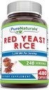 Murni Rice Yeast Merah 1200 Mg per Serving, Kapsul Supplemen 124; Non-GMO 124; Gluten Free 124; Dibuat di AS (480 Count)