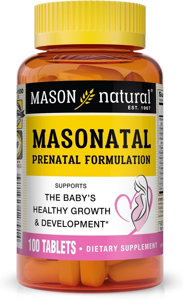 MASON NATURAL Masonatal Prenatal Formulasi - Prenatal & Postnatal Multivitamin Bagi Perempuan untuk Mendukung Pengembangan Bayi, 100 Tablet