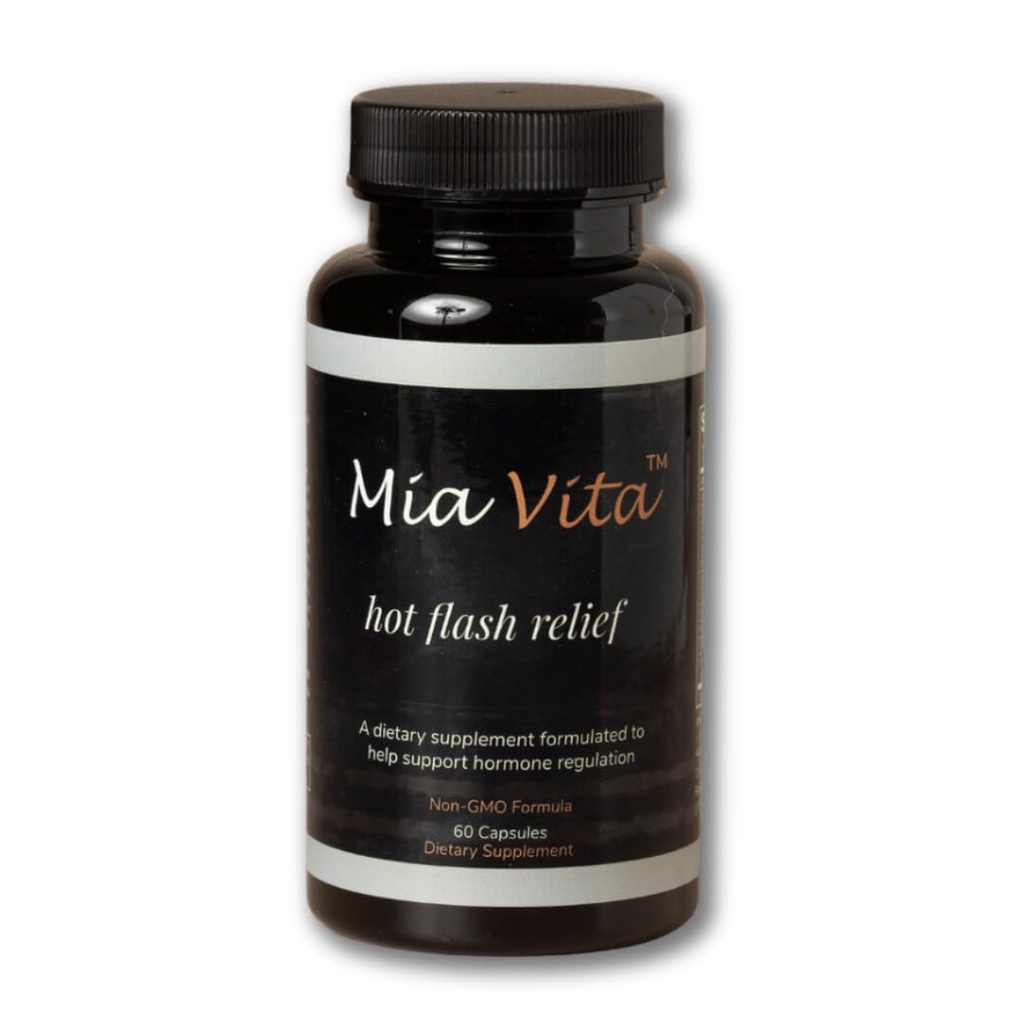 FEMMEPHARMA Mia Vita Hot Flash Suplemen untuk Menopause NON-GMO Regulasi Hormone untuk Night Sweats Black Cohosh & Dong Quai 60 Capsules (Suply Hari 30)