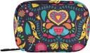 Travel Pill Organizer Weekly Small Cill Box 7 Day Case Vitamin Pill Bottle Organizer (Black Floral Heart)