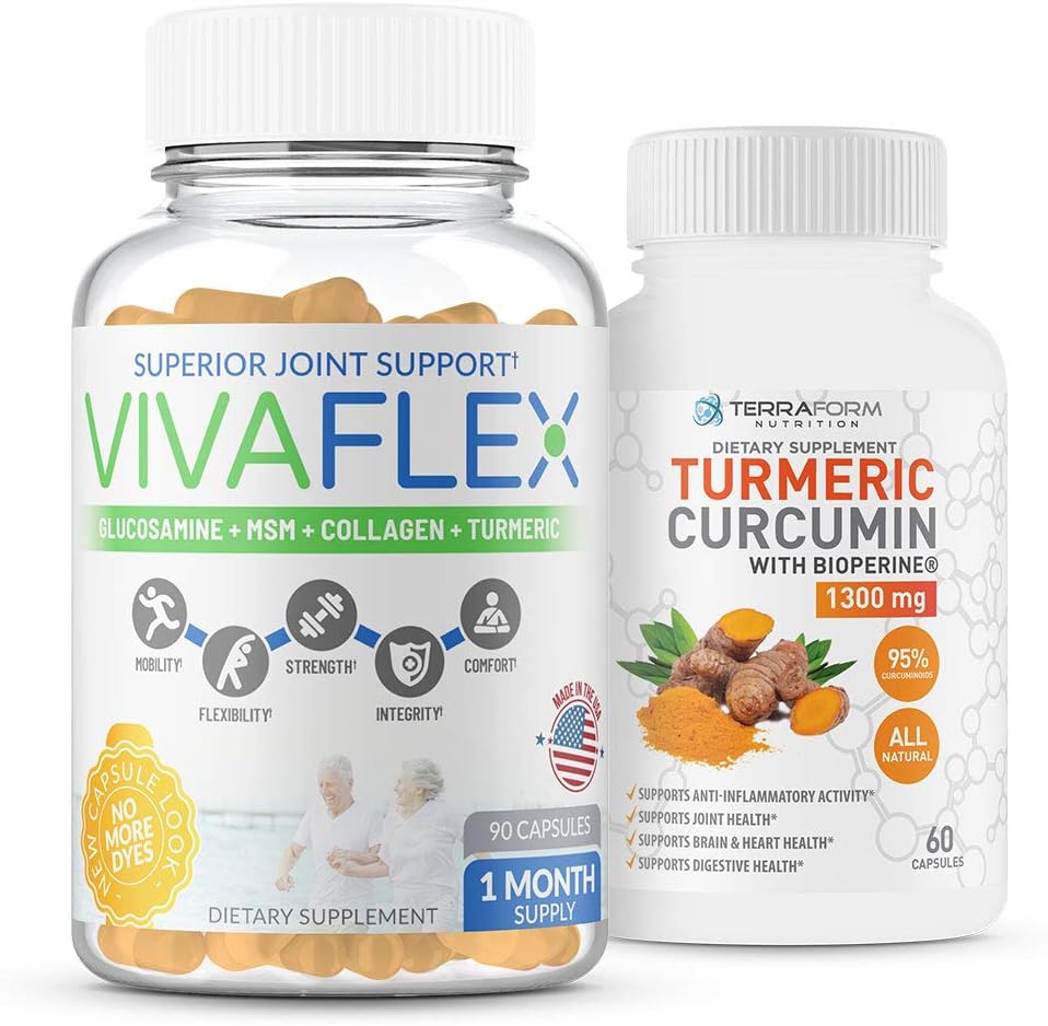 Nutres Terraform Joint Relief Combo - Vivaflex Plus Turmeric Curcumin - Best Joint Supplemen untuk membantu mengurangi Gangguan Gabungan & Proxemency
