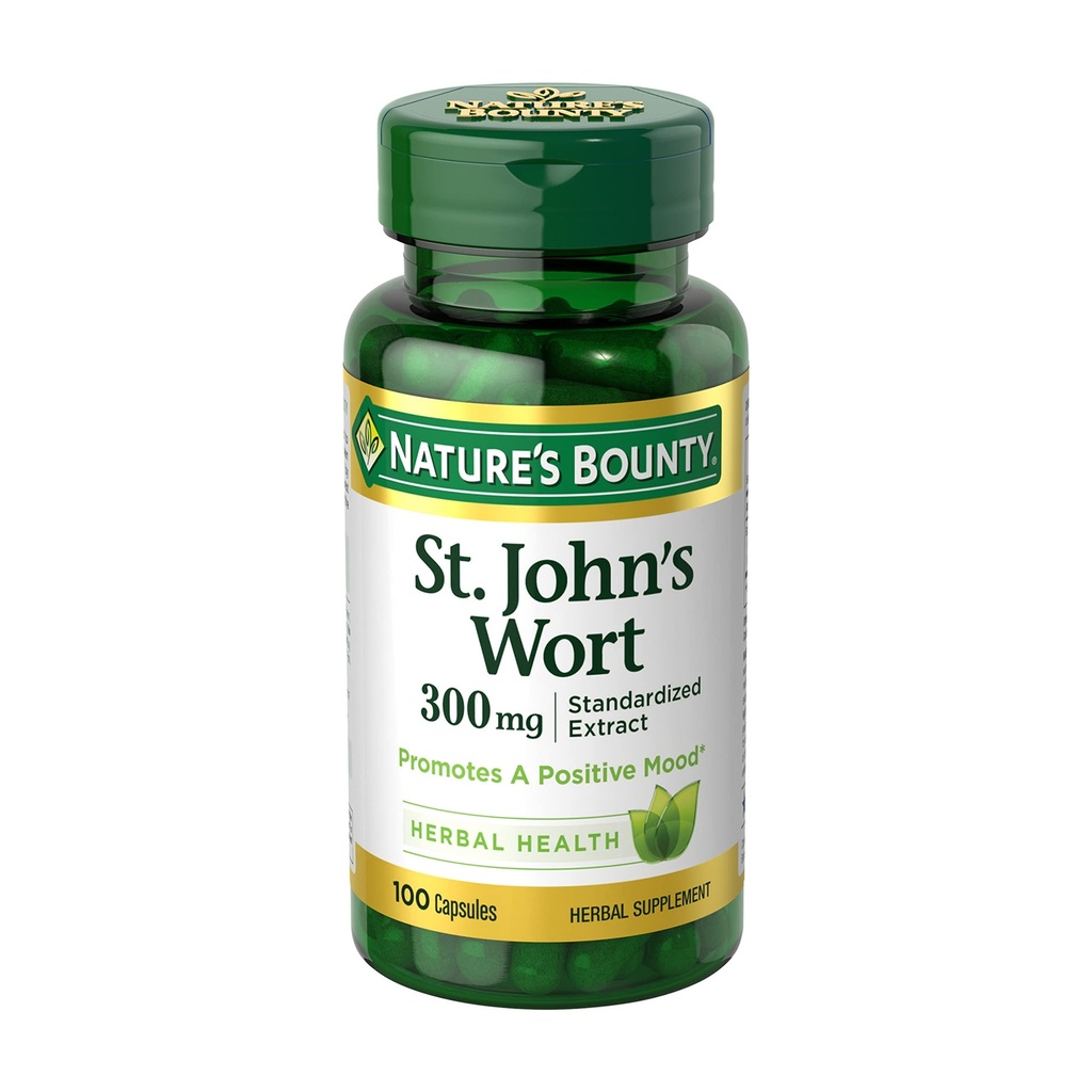 Nature 's Bounty St John' s Welt 300 mg Kapsul, Herbal Health Suplemen, Proposes a Positive Mood, 100 Kapsul