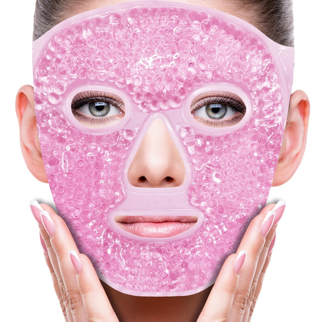 ZNOY CUETY D Face Eye Mask Ice Pack for Reuring Puffiniss, Bags Under Eyes, Puffy Dark Circles, Migraine, Hot / Cold Pack with Soft Plush Backing (Pink # 19)