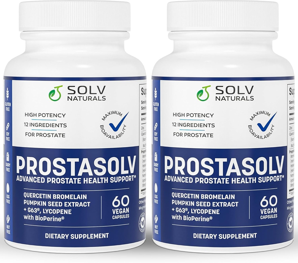 PROSTASOLV Advanced Prostatitis = Prostatis 124; CPPS Suplement, Vegan Capsules, Quercetin Bromelain, Labu Ekstrak Benih, Lycopene, BioPerine for Pelvic Health (2)