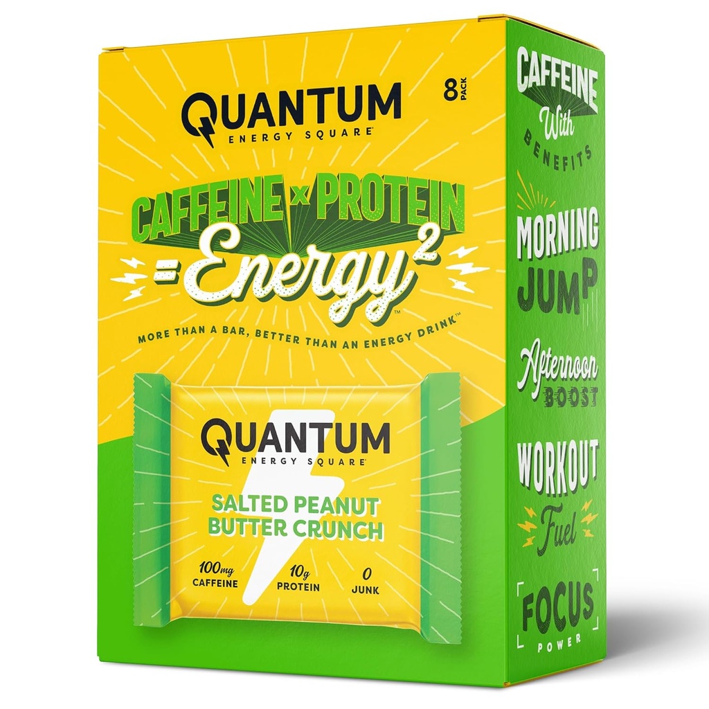 Kotak Energi Quantum, Bar Energi dengan Caffeine & 10g Protein. Delicious Heally Snack On The Go.