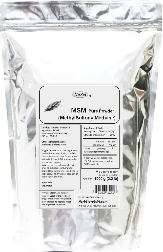 MSM (Methylsulfonymetana) Powder murni (1000 Grams (2.2 lb))))