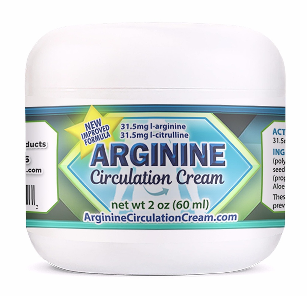 Sirkulasi Arginine Cream 2 oz - Menthol, L Arginine & L Citrulline Lotion - Support Heally Leg & Body Blood Flow - Whole Family Products