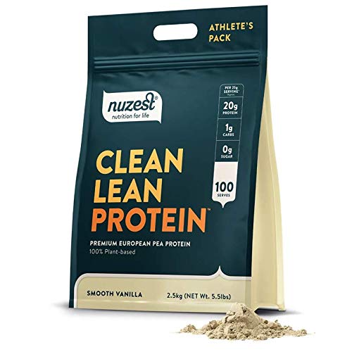 Nuzest - Pea Protein Powder - Lean Protein Bersih, Tanaman Premium Vegan berbasis Powder Protein, Dairy Free, Gluten Bebas, GMO Bebas, Protein Shake, Smooth Vanilla, 100 hamba, 5.5 pon