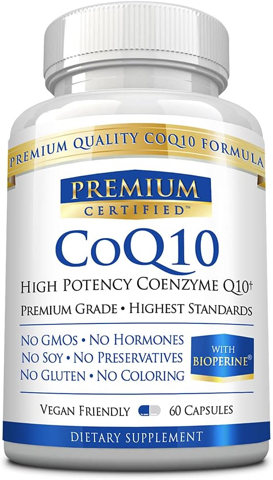 CoQ10 - Koenzim Q10 300mg dengan MCT Oil dan Piperine - Absorpsi Cepat - Boost Antioksidant Levels, Meningkatkan Energi, Dukungan Cardio dan Fertilitas - 60 Capsules - Vegan Friendly