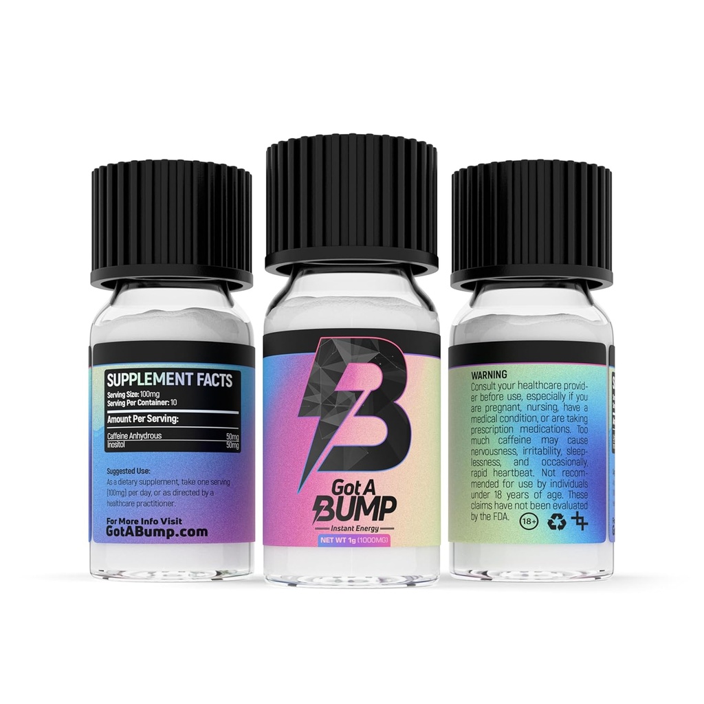 GotAUMP.com Got A Bump ™ - 1g Kontainer (500mg Caffeine Per Vial) (30- Pack)