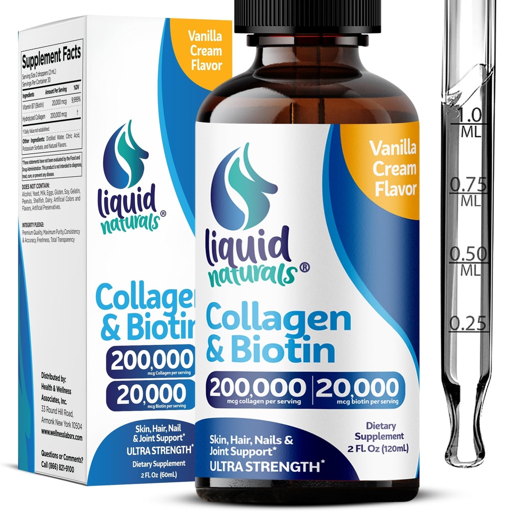 Oz, Ultra-Strength Collagen Suplemen untuk Perempuan, Third- Party Test Biotin untuk Pertumbuhan Rambut, Nails, dan Skin Vitamin B7 Peptides - Vanilla Flavor