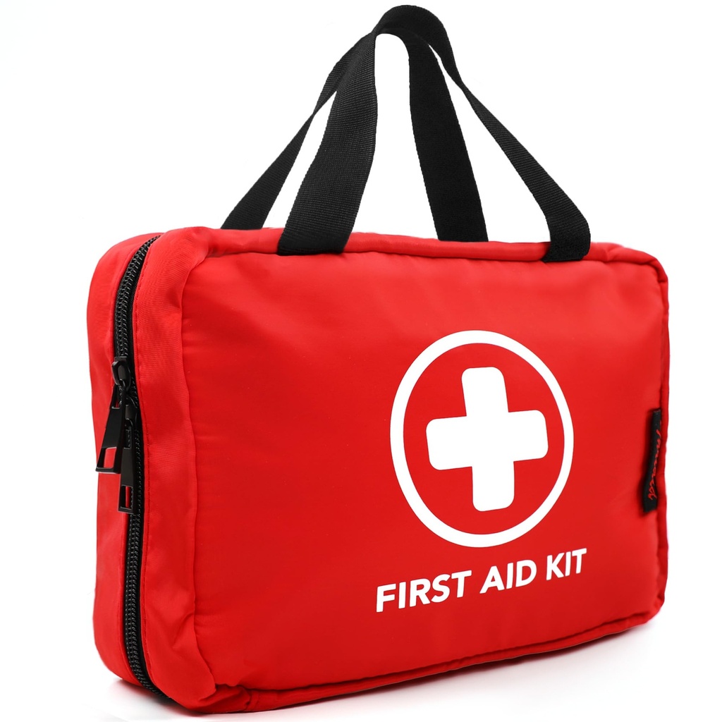 330 Piece Aid Kit, Premium Waterproof Compact Trauma Kits for Any Emergency, Ideal for Home, Office, Travel, Outdoor, Camping, Hiring, Boating (Merah)
