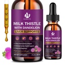 Suplemen Thistle Milk Thistle untuk Liver Cleanse Detox & Repair, Liver Detox Drops with Organic Milk Thistle Benih, Artichoke Extract, Dandelion, Turmeric dan Vegan, Non- GMO, Gluten- Free (2 Pack, 1 Fl Oz)
