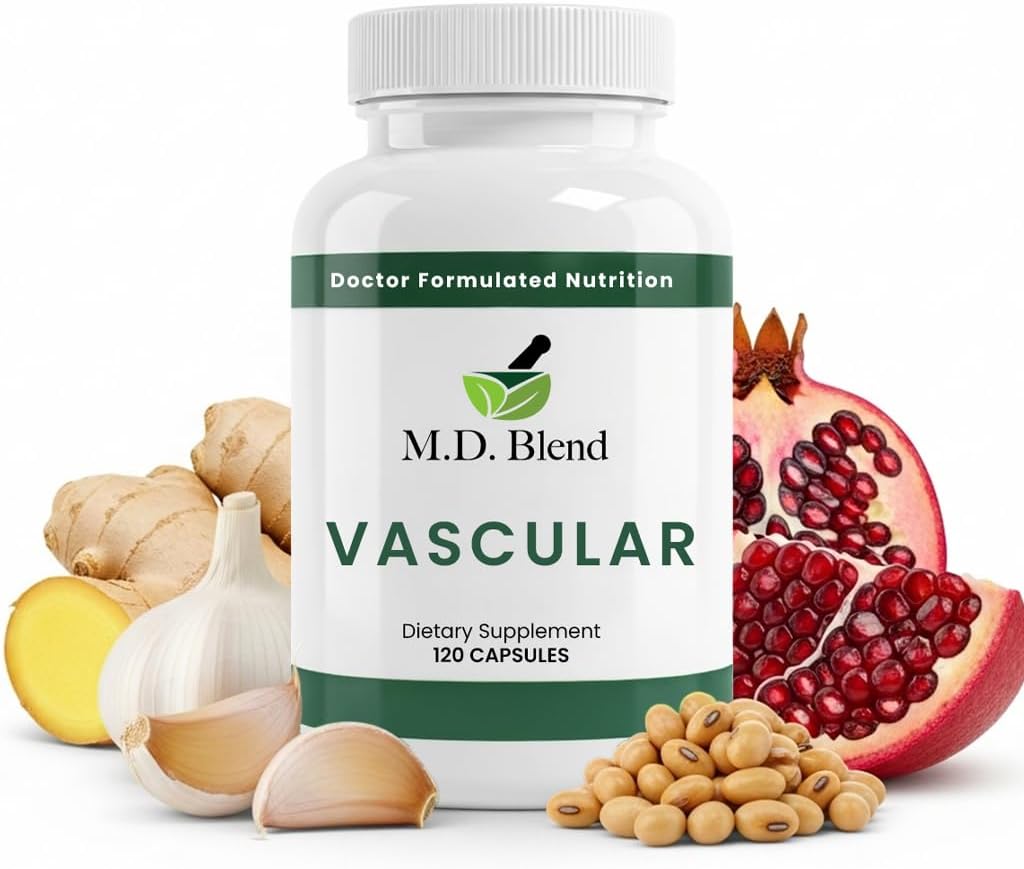 M.D. Vascular - Formulated Suplemen Expert - Vascular & Overall Wellness Goals - Proper Flow, Numbers, Sality - Kuat Bawang, Ginger, L- Arginine, Pomegranate - 120 Kapsul (Paket 3)