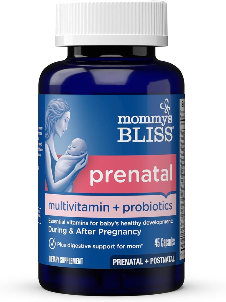 Kebahagiaan Ibu Prenatal Multivitamin + Probiotic untuk Perempuan w / Folic Acid, Mendukung Pengembangan Bayi & Ibu & Diduduki w / Zinc, Vitamin B6 & B12, Ginger & Cholin & Vegan & Gluten Free (45 Pelayan)