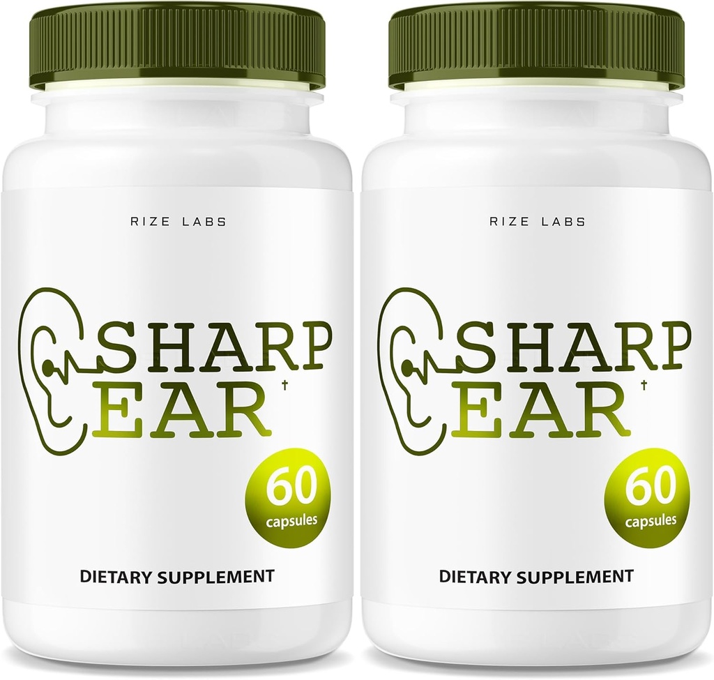 Rize lab Sharp Ear Capsules, Pill Sharp Ear untuk Pendengaran Aman, Penarikan Telinga Tajam untuk Mengembalikan Kesehatan, Telinga Tajam Tingkat Lanjut Kekuatan Formula Maksimum (120 Katup) (Paket 2)