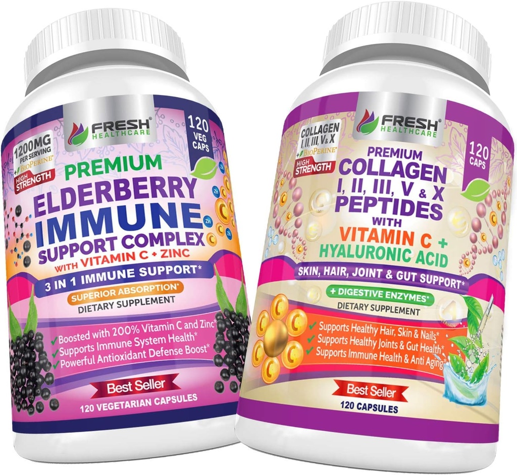FRESH HEALTHCARE Elderberry Ammune Dukungan dan Multi Collagen Peptides - Bundle