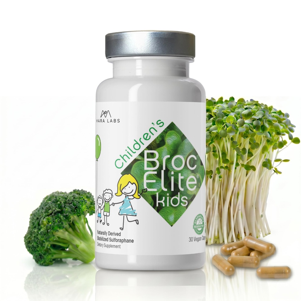 Anak-anak Mara Labs 124; Brokoli Tambahan w / Alami Stabilized Sulforaphane Ekstrak untuk Anak-anak 124; Tidak ada Glyphosate Restitue 124; 30 Vegan Capsules