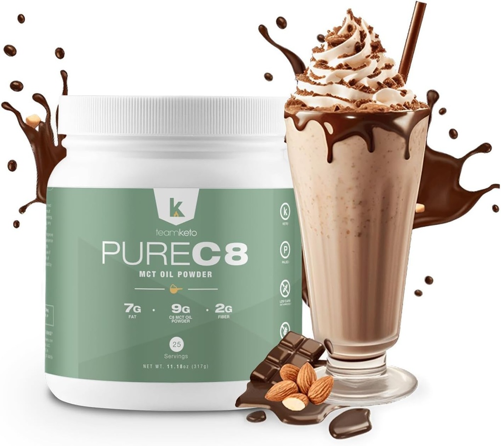 TeamKeto C8 MCT Bubuk minyak - Chocolate Hazelnut Ketogenic MCT - Vegan - Friendly, Gluten Free & Made in a GMP Compliant, FDA Terdaftar Fasilitas - Sempurna dalam Coffee Tea & Protein Shakes 270g