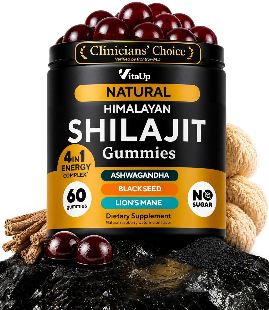 Himalaya Shilajit Gummies for Men & Women - Pure Shilajit for Men Gummies - Sugar Free Gummy Suplemen Fulvic Acid - Penuaan Sehat, Immune & Energy Support - 60 Count