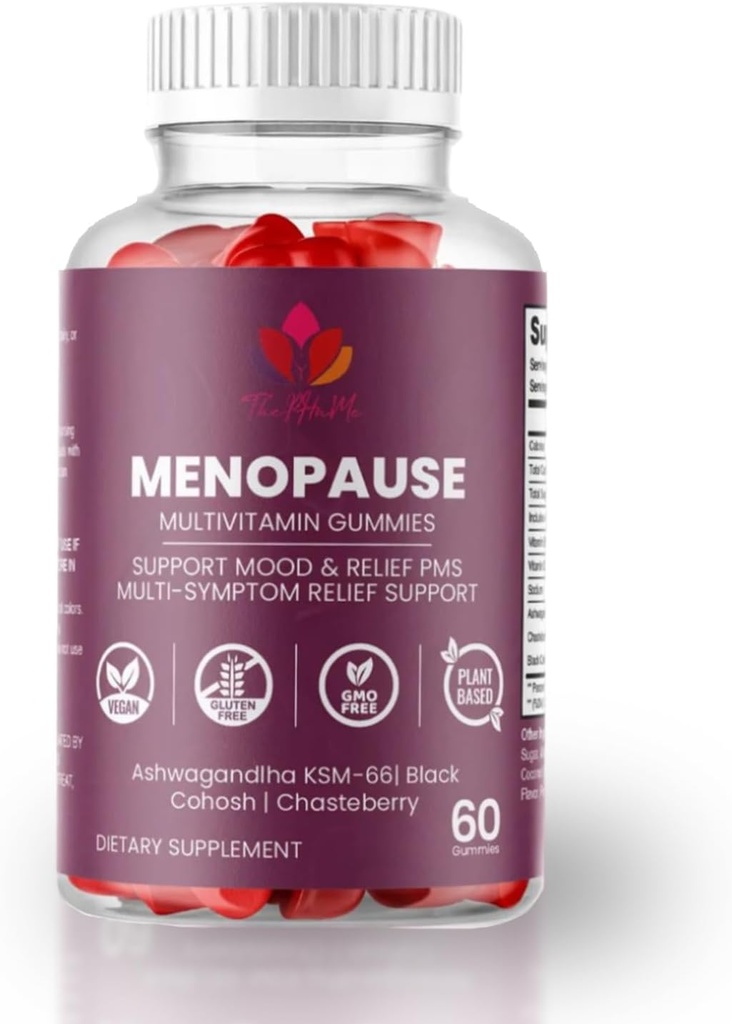 Menopause Gummies with Black Cohosh & Ashwagandha KSM-66 - Organic Suplemen Perempuan Wellness - 60 Count