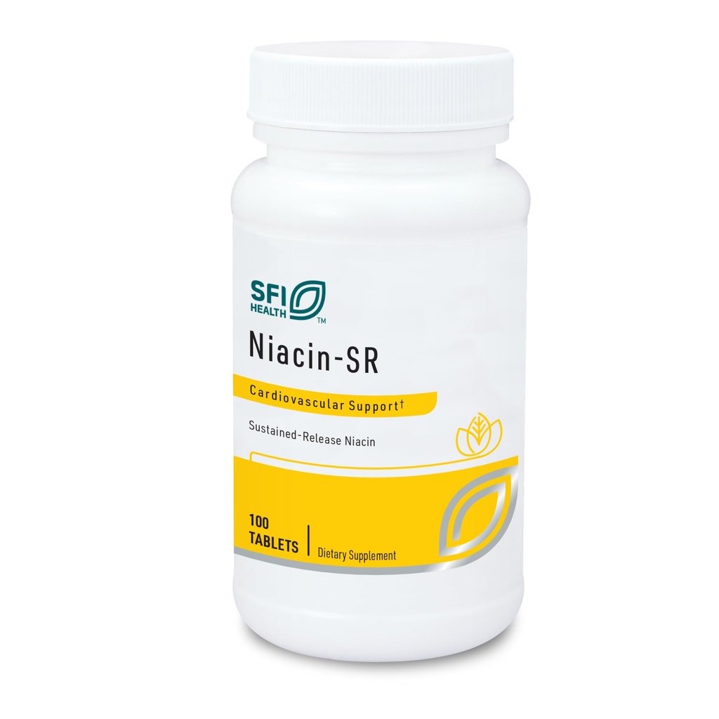 Klaire Labs SFI Health Niacin- SR - 500 Milligrams Dilanjutkan Rilis Estical Vitamin B3 untuk membantu Hindari Flush, Adjuable Dose & Hypopullergenic (100 Scored Tablets)