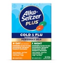 Alka- Seltzer Plus Power Max Cold & Flu Day + Night Medicine: Cough Supresant, Cold and Flu Medicine Untuk Dewasa dan Anak-anak 12 Tahun dan Tua, 36 Count, Paket May Vary