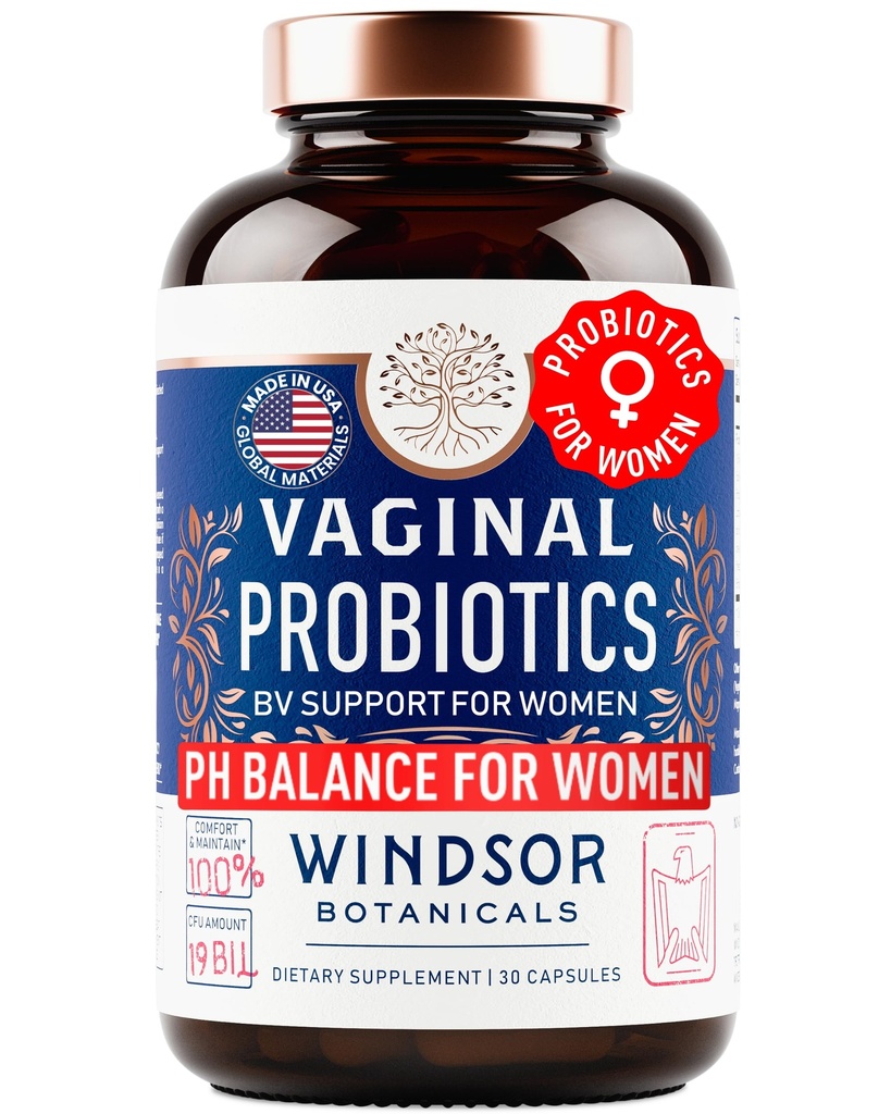 Probiotik Vaginal bagi Perempuan - 19Bil CFU, 15- Strain Lacnoillus Probiotic for PH Balance, Dukungan Tract Urinary, Odor & Yeast Health - Kompleks untuk Suplemen Dukungan Perempuan BV - 30 Vegan Caps