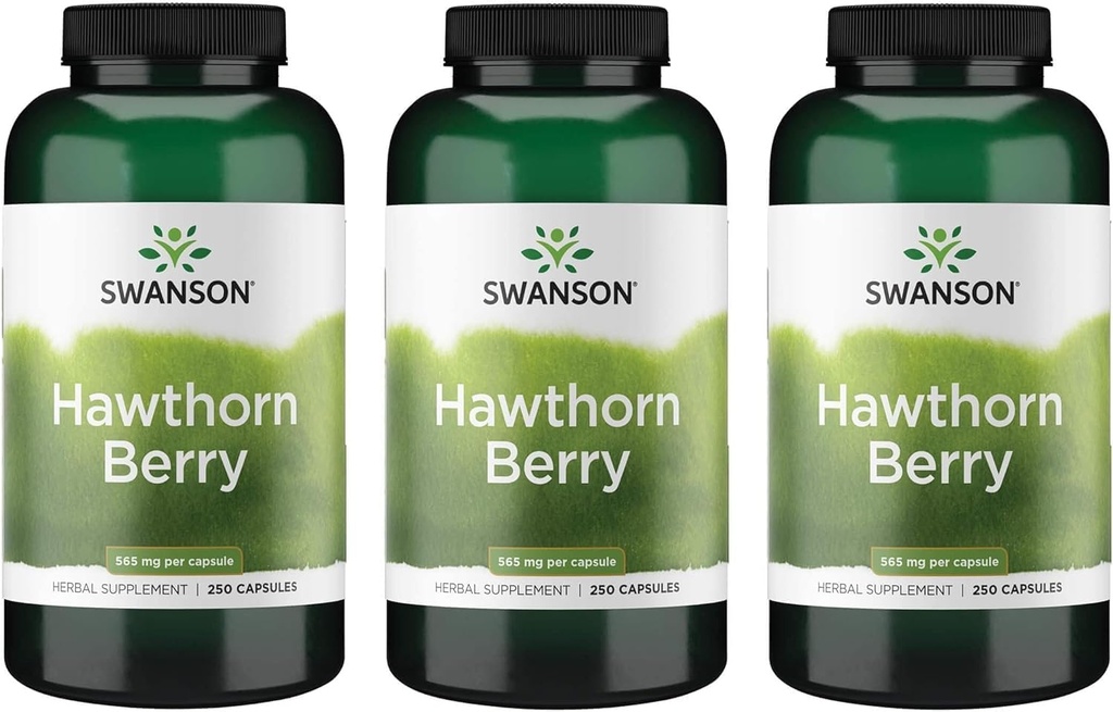 Swanson Hawthorn Berry Suplemen Antioksidant Flavonoid (250 Capsules, 565 mg Masing-masing) 3 Pack
