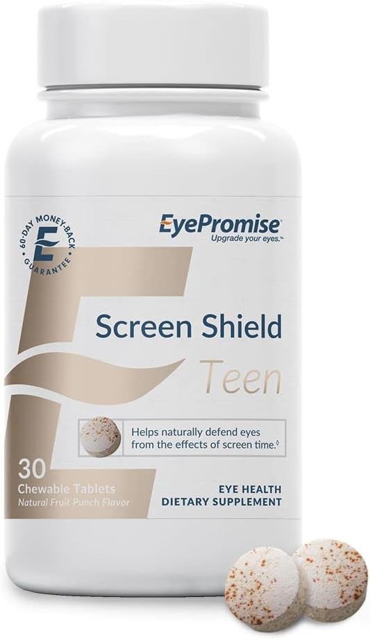 EyePromise Shield Teen Eye Vitamin - 30- Count, 30- Day Suppply - Chewable Eye untuk Anak-anak dengan lexanthin, Lutein, Zinc & Vitamin untuk kelelahan, Mata Terlatih