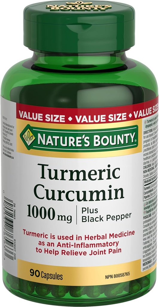 Nature 's Bounty Turmeric Curcumin 10000mg Plus Black Pepper, 90 Kapsul