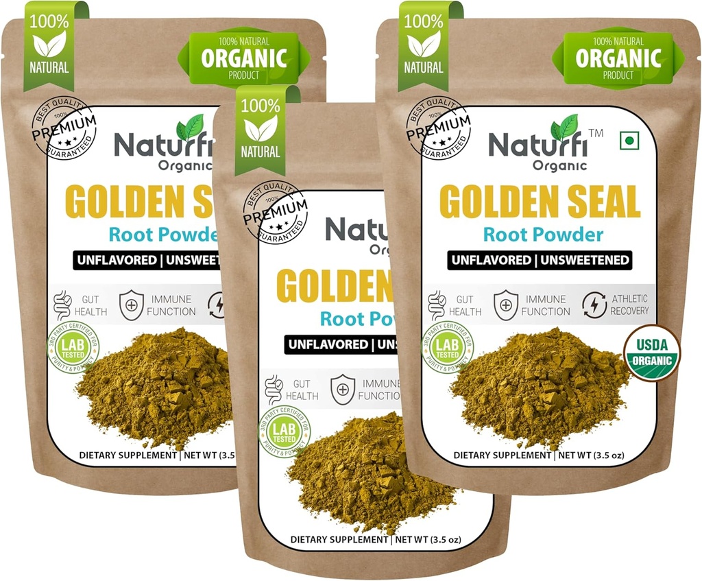 Naturrefi Organic Goldenseal Root Powder - 10,5 oz, 300 pelayan dari USDA Organik 134; Lab Test * Pure Natural Goldenseal Root Pounder Supplemen