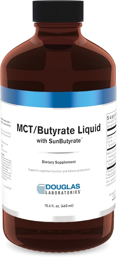 Douglas Laboratorium MCT / Butyrate Liquid dengan SunButyrate 124; Menyediakan sangat konsentrasi Caprylic Acid dan Butyric Acid dalam Pleasant Liquid 124; 15.6 fm. oz.