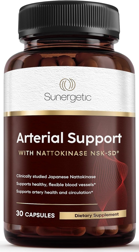 Suplemen Premium Nattokinase Sunergik untuk Dukungan Arteri - Nattokinase 2000 FU (NSK-SD) Pycnogenol, Preneate & Beets - 100mg Nattokinase for Artery Health, Heart & Blood Vessels- 30 Capsules