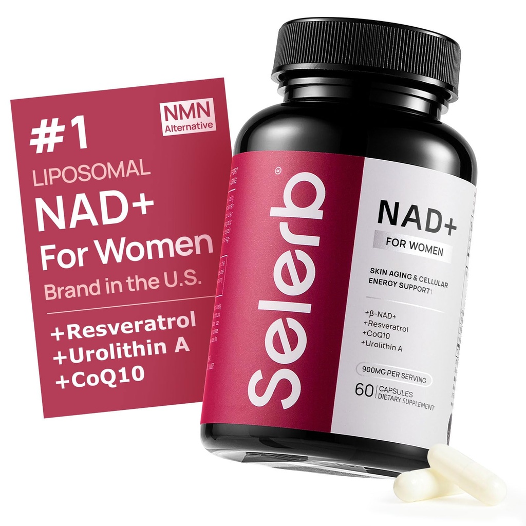 NAD + Tambahan untuk Perempuan - NMN Alternatif dengan GNU -NAD +, Trans- Resveratrol, CoQ10, D-Ribose - Promoses Renewal Selular, Energi, dan Kesehatan Skin Radiant - 60 Capsules Advanced